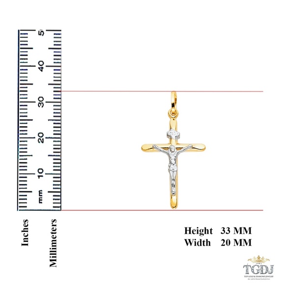 14K Two Tone Crucifix Cross Religious Pendant